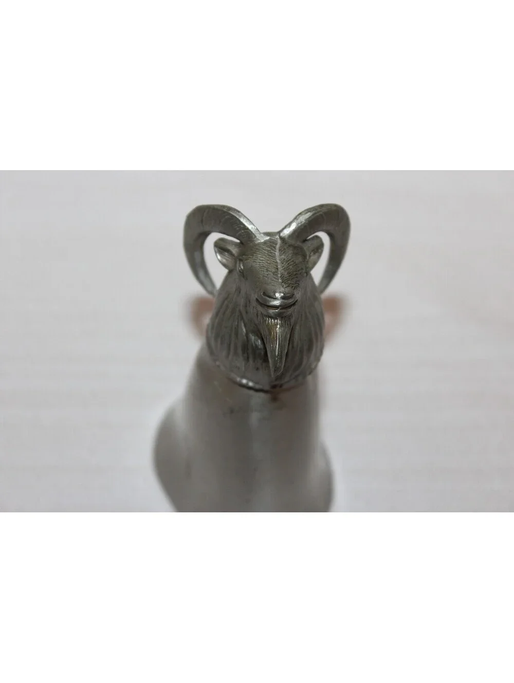 Vintage Connecticut Pewter Goat Head Stirrup Cup Shot Glass Ram Hunting Barware